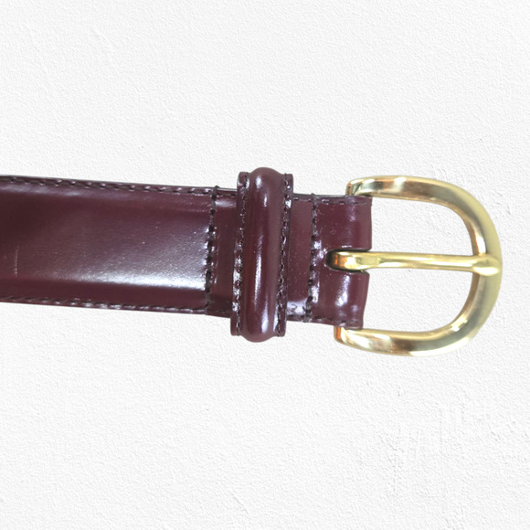 1980s Vintage Coach Solid Brass Buckle Belt 42” Mahogany Leather Classic Belt - Picture 8 of 9